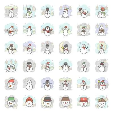 Snowman with background icon set 2, vector illustration Stock Illustration