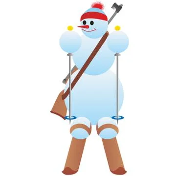 Snowman-biathlete Stock Illustration