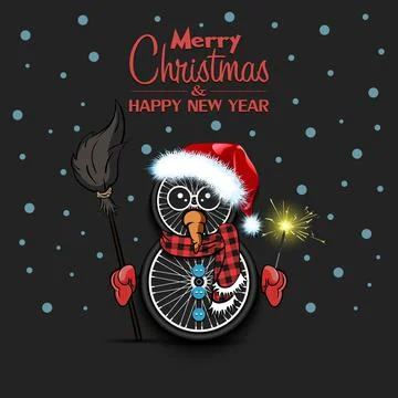 Snowman from bicycle wheels Stock Illustration