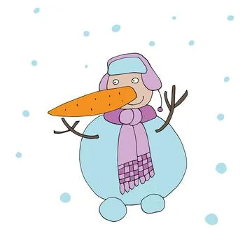 Snowman with a big nose. Stock Illustration