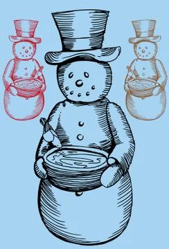 Snowman birdbath Stock Illustration