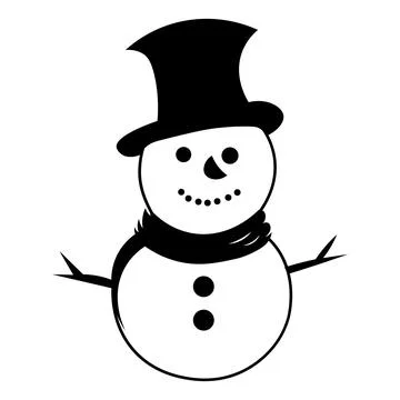 Snowman black vector icon on white background Stock Illustration
