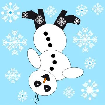 Snowman on blue background Stock Illustration