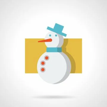 Snowman with blue hat flat color vector icon Stock Illustration