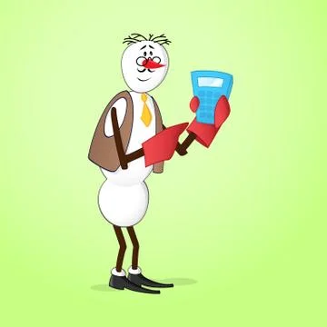 Snowman bookkeeper Stock Illustration