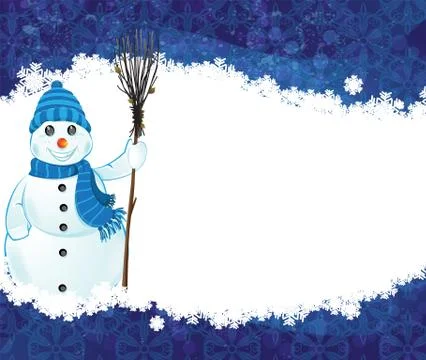Snowman with a broom Stock Illustration