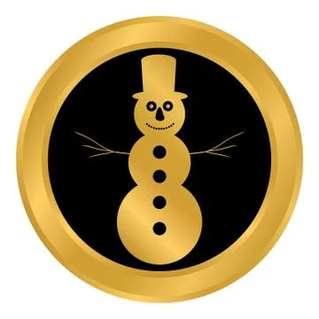 Snowman button on white. Stock Illustration