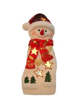 Snowman as candlestick Stock Photos