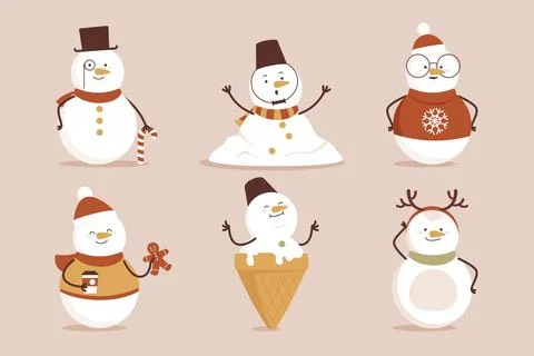 Snowman character collection Stock Illustration