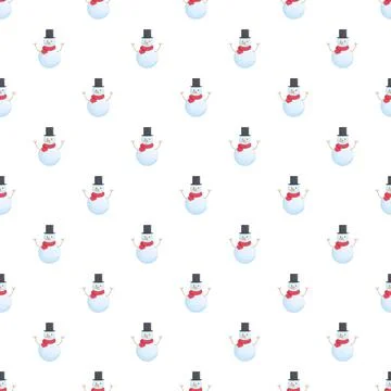 Snowman characters creating a seamless winter holiday pattern Stock Illustration