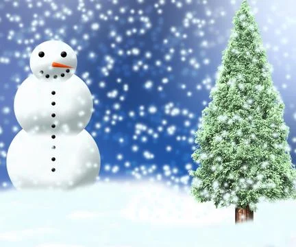 Snowman christmas backdrop Stock Illustration