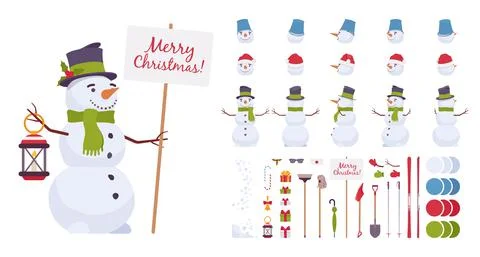 Snowman christmas construction set Illustrazione stock