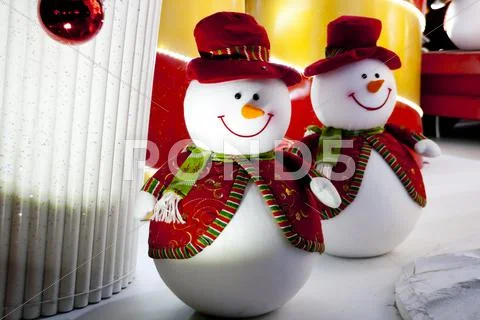 Snowman christmas decoration lights Stock Photos