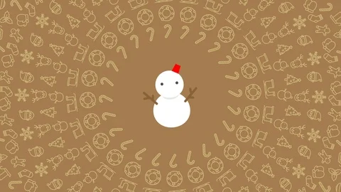 Snowman Christmas icon pattern circle shape rotate moving illustration Video stock 95035757