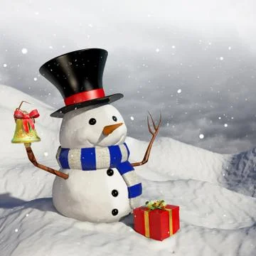 Snowman at Christmas Stock Illustration