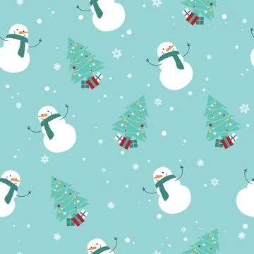 Snowman christmas seamless pattern Stock Illustration