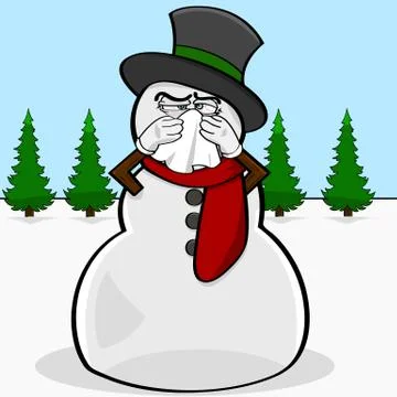 Snowman with a cold Stock Illustration