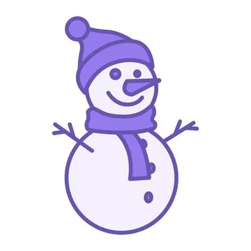 Snowman Color Icon. Vector Icon. Funny Snowman in a Hat and Scarf. Christma.. Stock Illustration