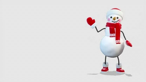 Snowman comes out from the right side of the screen and greeting 库存影片 165024681