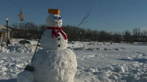 Snowman in country side setting Stock Footage 49752806