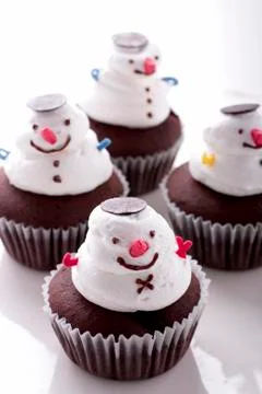 Snowman cupcake Stock Photos