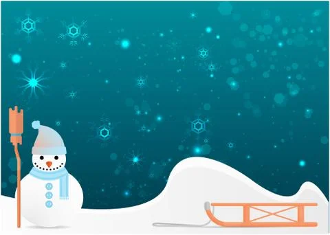 Snowman with cute broom Stock Illustration