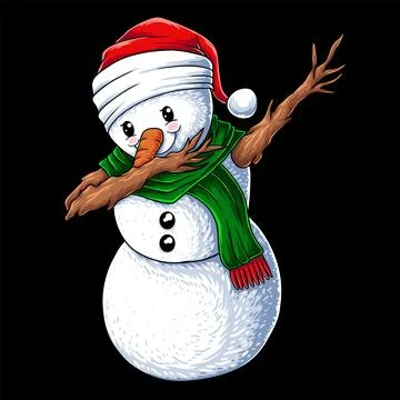 Snowman dabbing dance christmas vector illustration Stock Illustration
