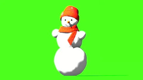 Snowman dance on green background Stock Footage 57318031