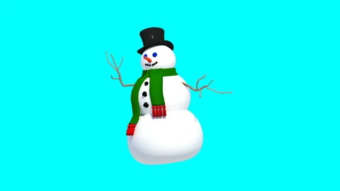 A snowman is dancing and gesturing. Isolated Stock Footage