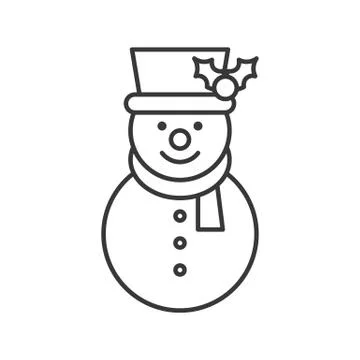 Snowman editable outline icon, winter christmas theme Stock Illustration