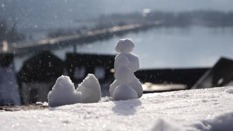 Snowman Exploding into Pieces, Slow Motion Stock Footage 146547115