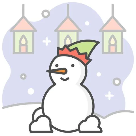 Snowman filled icon with background, vector illustration Stock Illustration