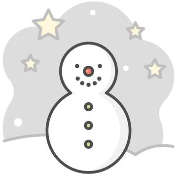 Snowman filled icon with background, vector illustration Stock Illustration