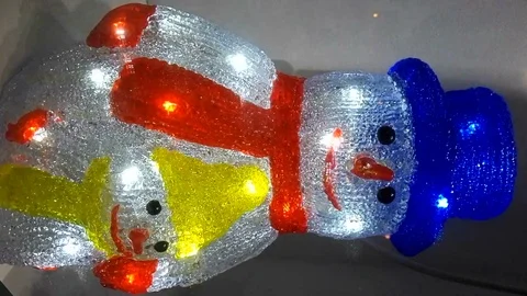 Snowman flashing lights Stock Footage 120262893