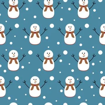 Snowman flat vector seamless winter pattern	 Stockillustratie