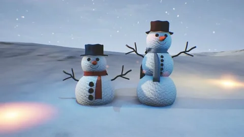 Snowman at the forest in winter background animation. Stock Footage 164298358