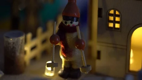 Snowman in front of the house In Winter Stock-Footage 69847248