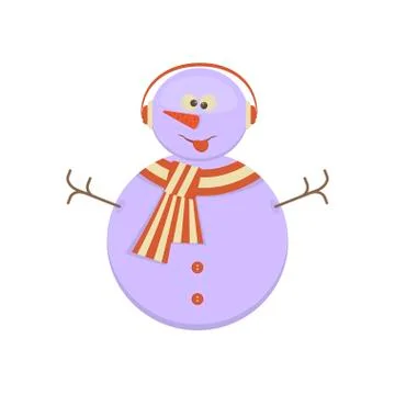 Snowman with funny face Stock Illustration