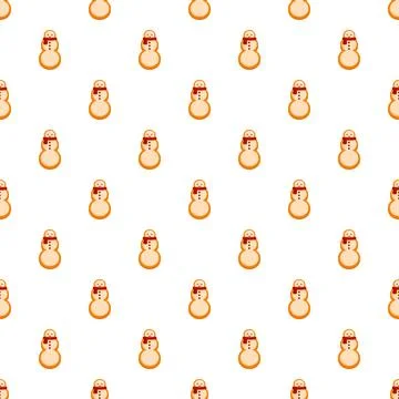 Snowman gingerbread cookie seamless repeating pattern Stock Illustration