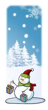 Snowman giving gifts Stock Illustration