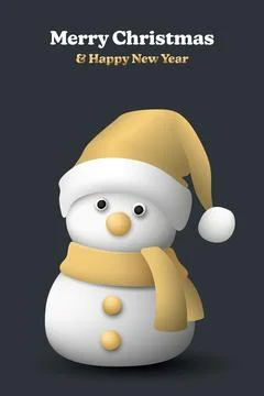 Snowman gold and white colors with MERRY CHRISTMAS AND HAPPY NEW YEAR calli.. Stock Illustration