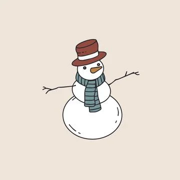 Snowman hand drawing vector illustration. Stock Illustration