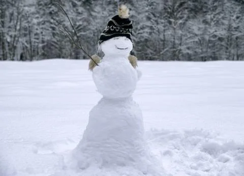 Snowman with hat Stock Photos