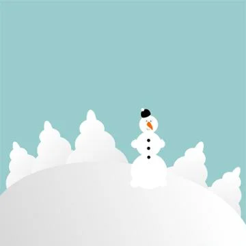 Snowman on a hill Stock Illustration