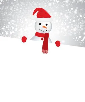 Snowman holding an empty space for text Stock Illustration