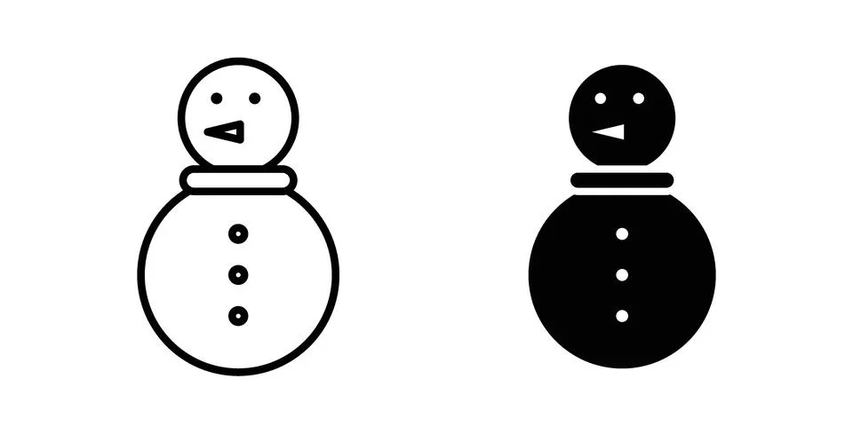 Snowman icon black vector isolated on white Stock Illustration
