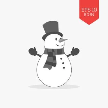 Snowman icon. Flat design gray color symbol. Illustration element Stock Illustration