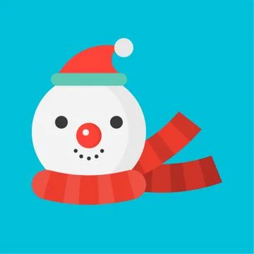 Snowman icon in flat design for use as material in christmas theme Stock Illustration