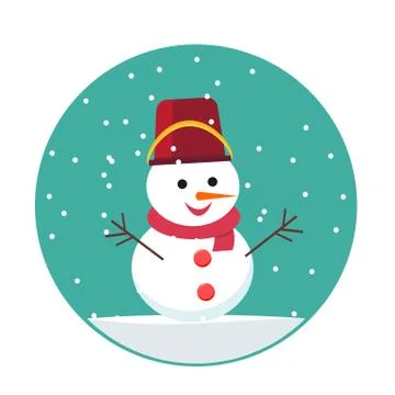 Snowman icon in flat style. Stock Illustration