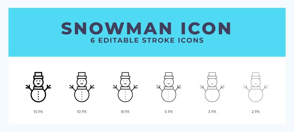 Snowman icon set with different stroke. Design elements for logo. Vector il.. Stock Illustration